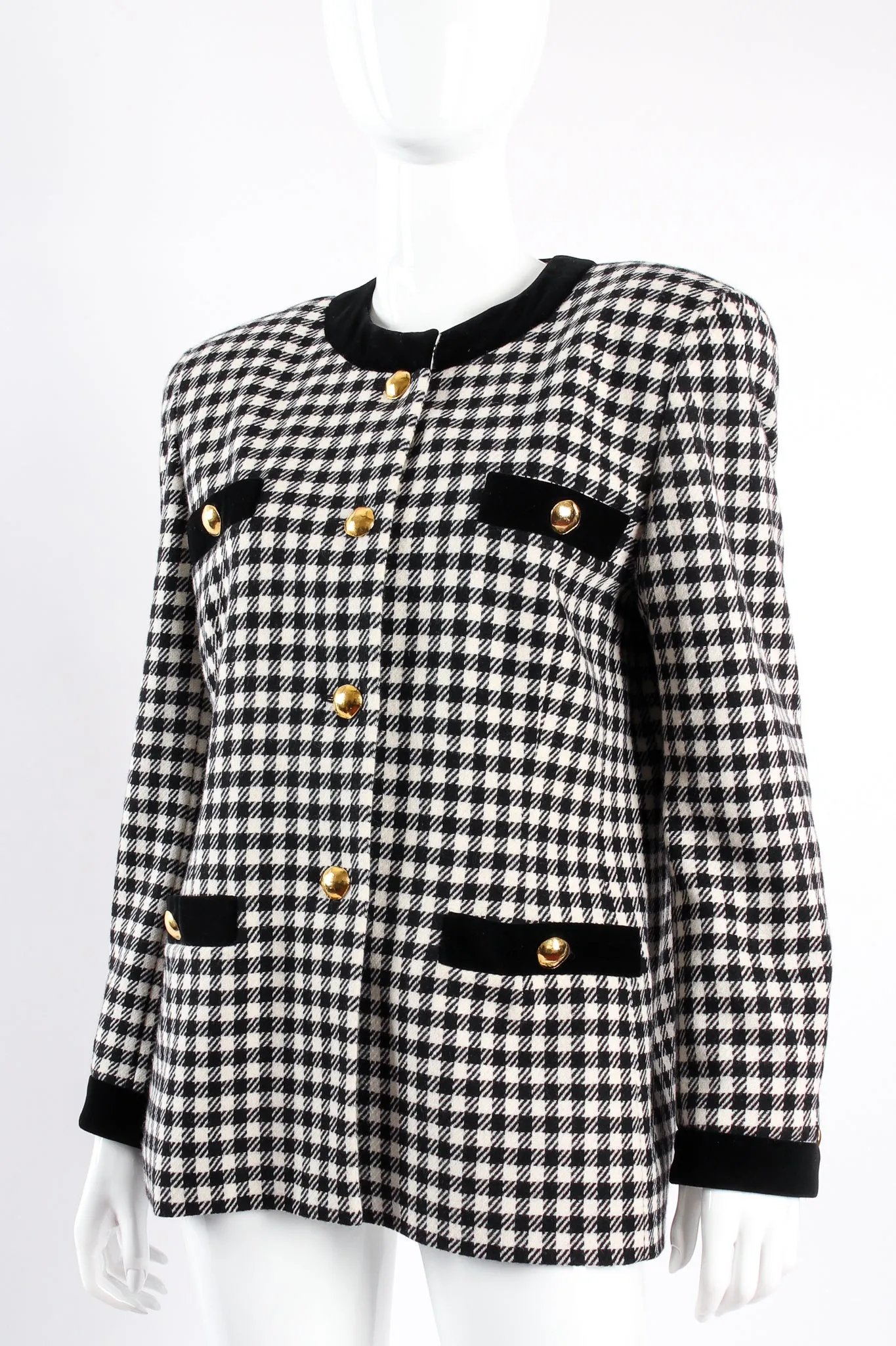 Collarless Houndstooth Jacket