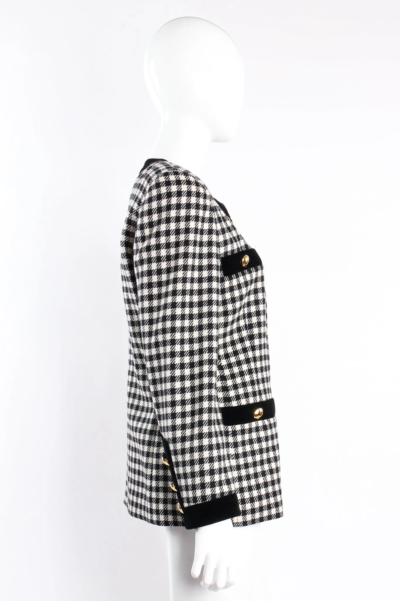 Collarless Houndstooth Jacket