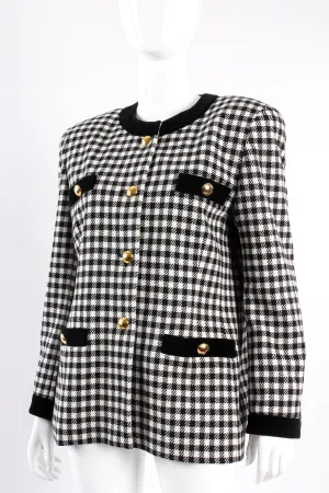 Collarless Houndstooth Jacket