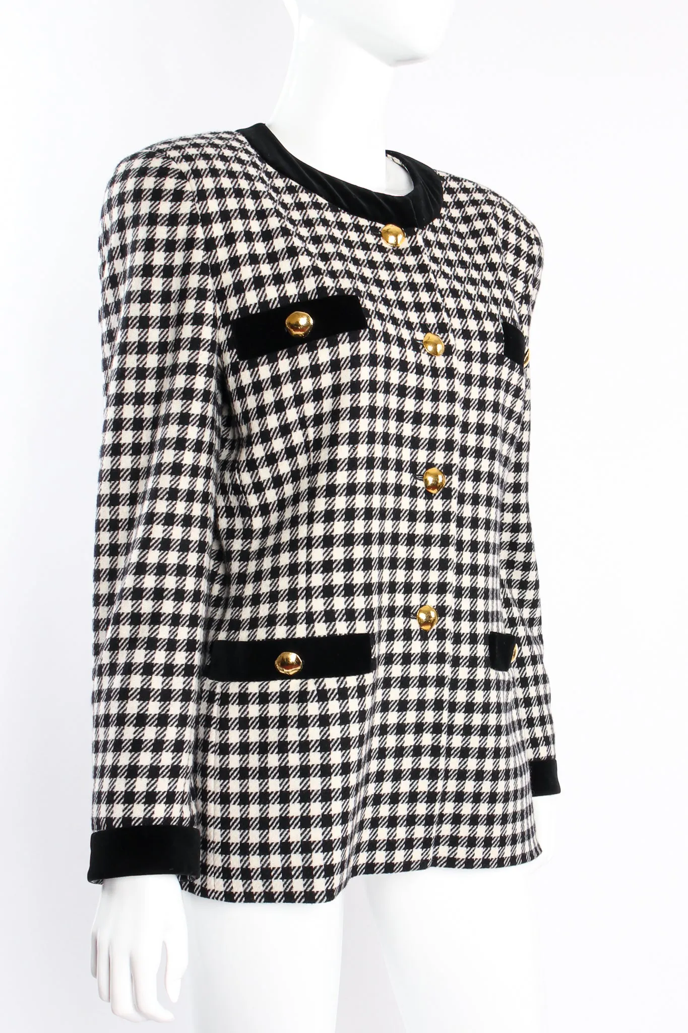 Collarless Houndstooth Jacket