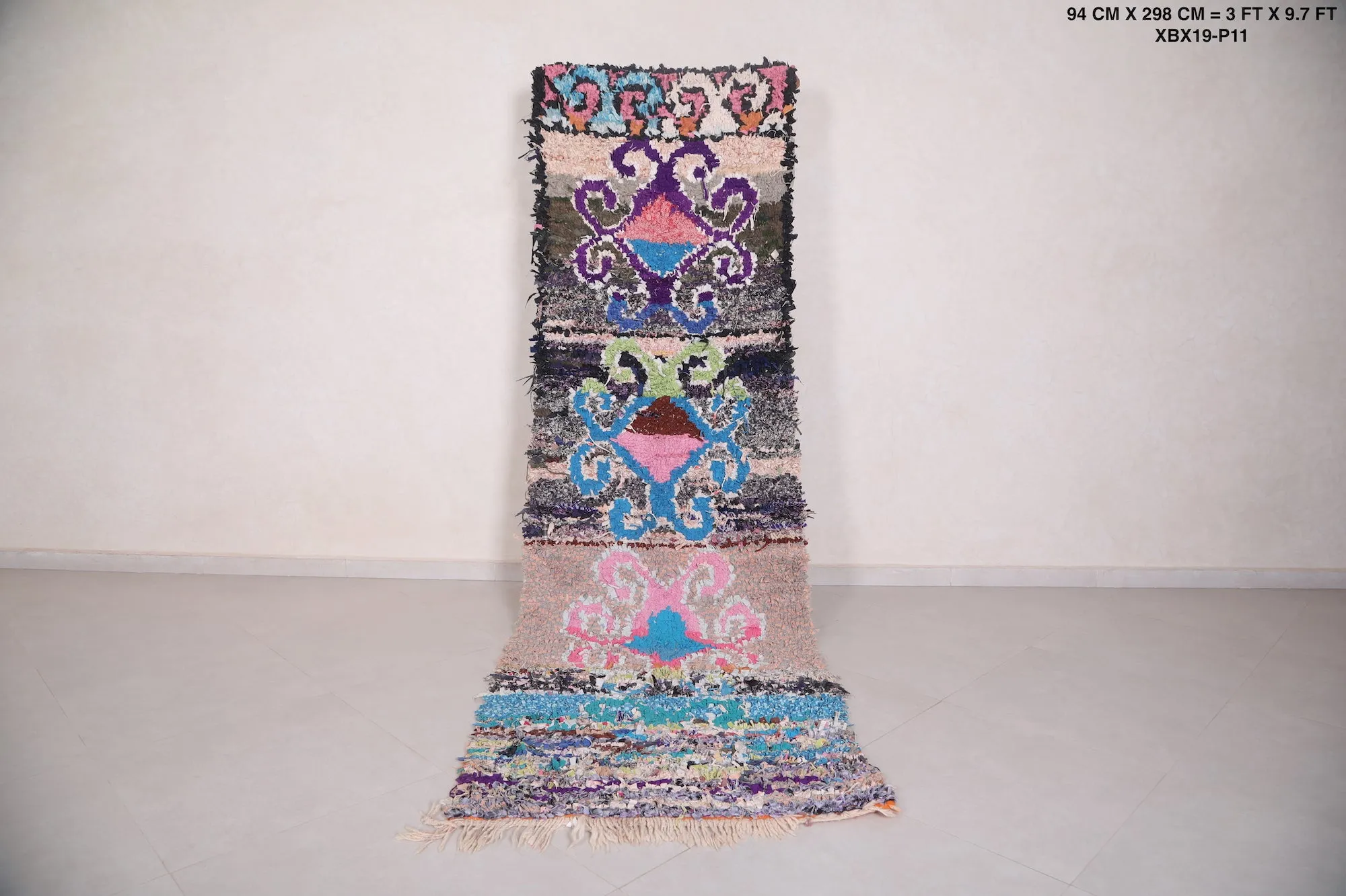 Colorful Moroccan Rug 3 x 9.7 FT - Vibrant Artistic Design