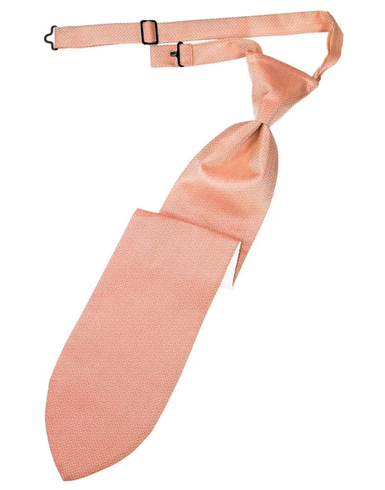 Coral Herringbone Necktie