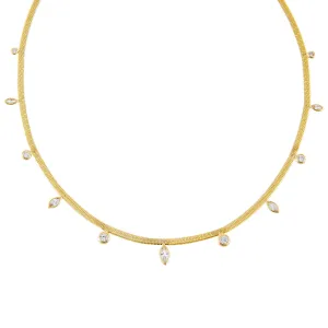 CZ Multi Stone Herringbone Necklace
