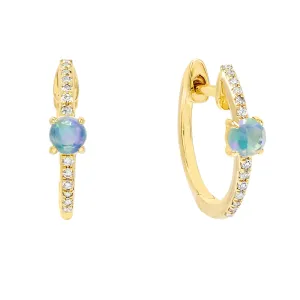 Diamond Opal Huggie Earring 14K