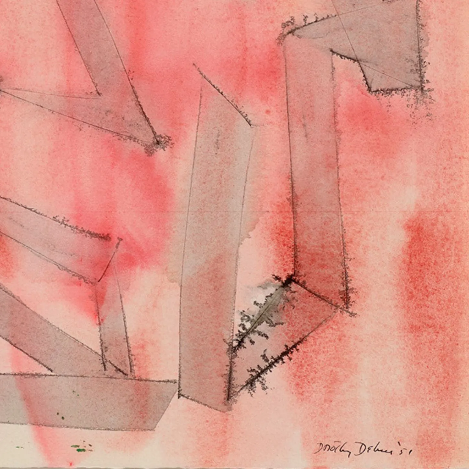 DOROTHY DEHNER “ANGULAR RHYTHM” INK AND WATERCOLOR, 1951