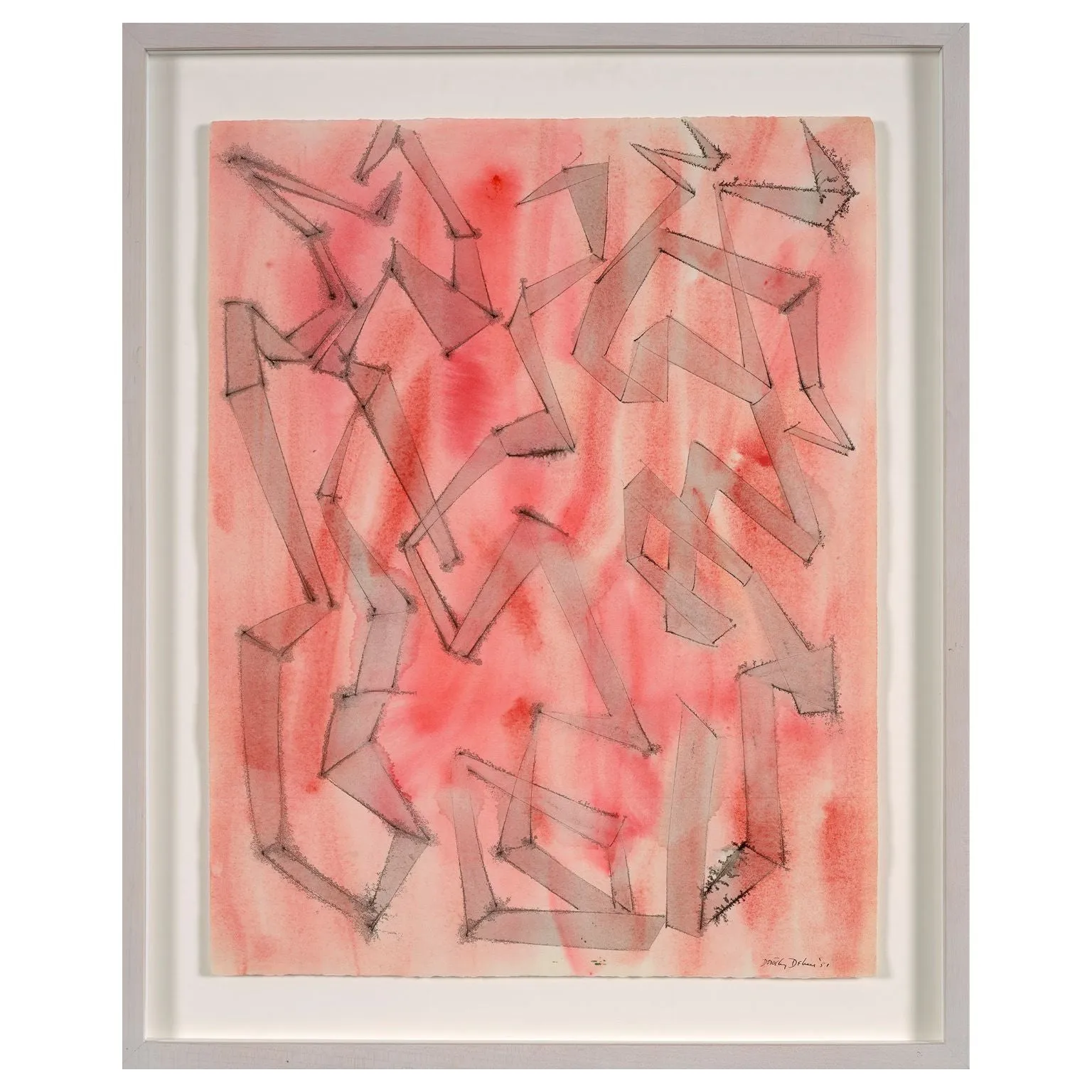 DOROTHY DEHNER “ANGULAR RHYTHM” INK AND WATERCOLOR, 1951