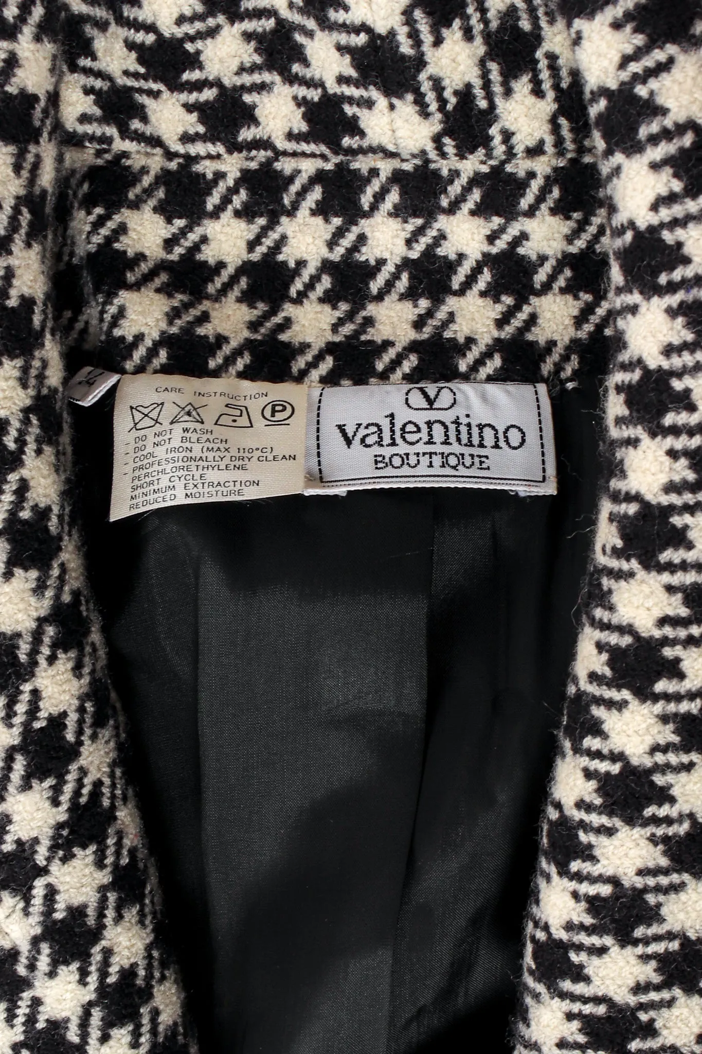Double Lapel Houndstooth Reefer Coat