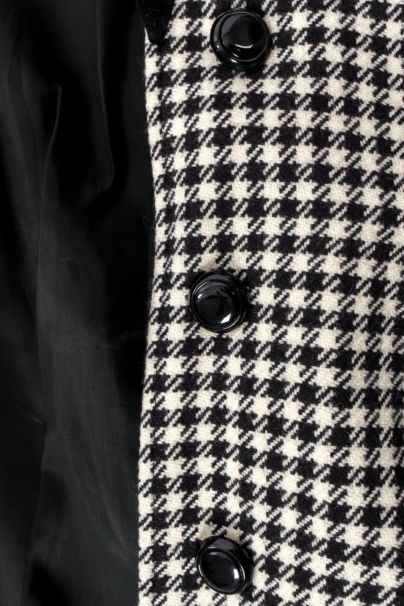 Double Lapel Houndstooth Reefer Coat