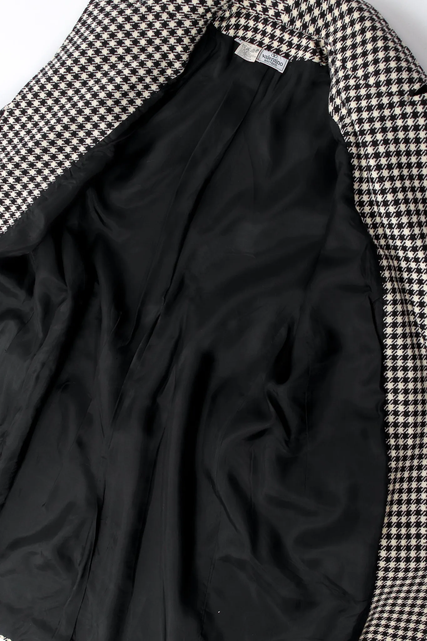 Double Lapel Houndstooth Reefer Coat