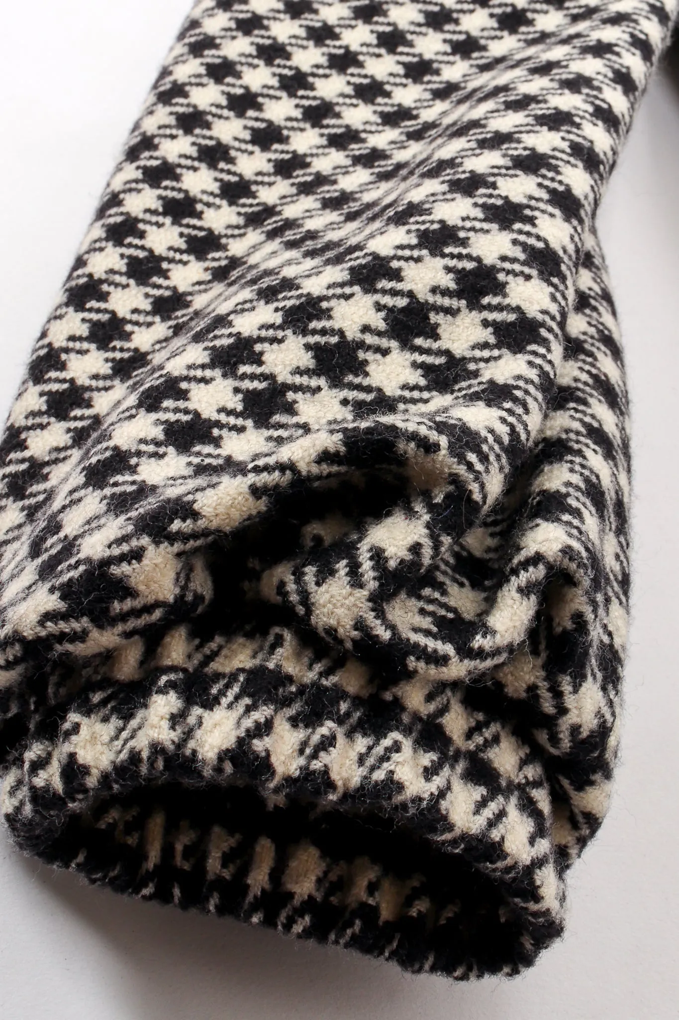 Double Lapel Houndstooth Reefer Coat