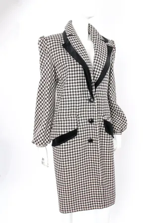 Double Lapel Houndstooth Reefer Coat