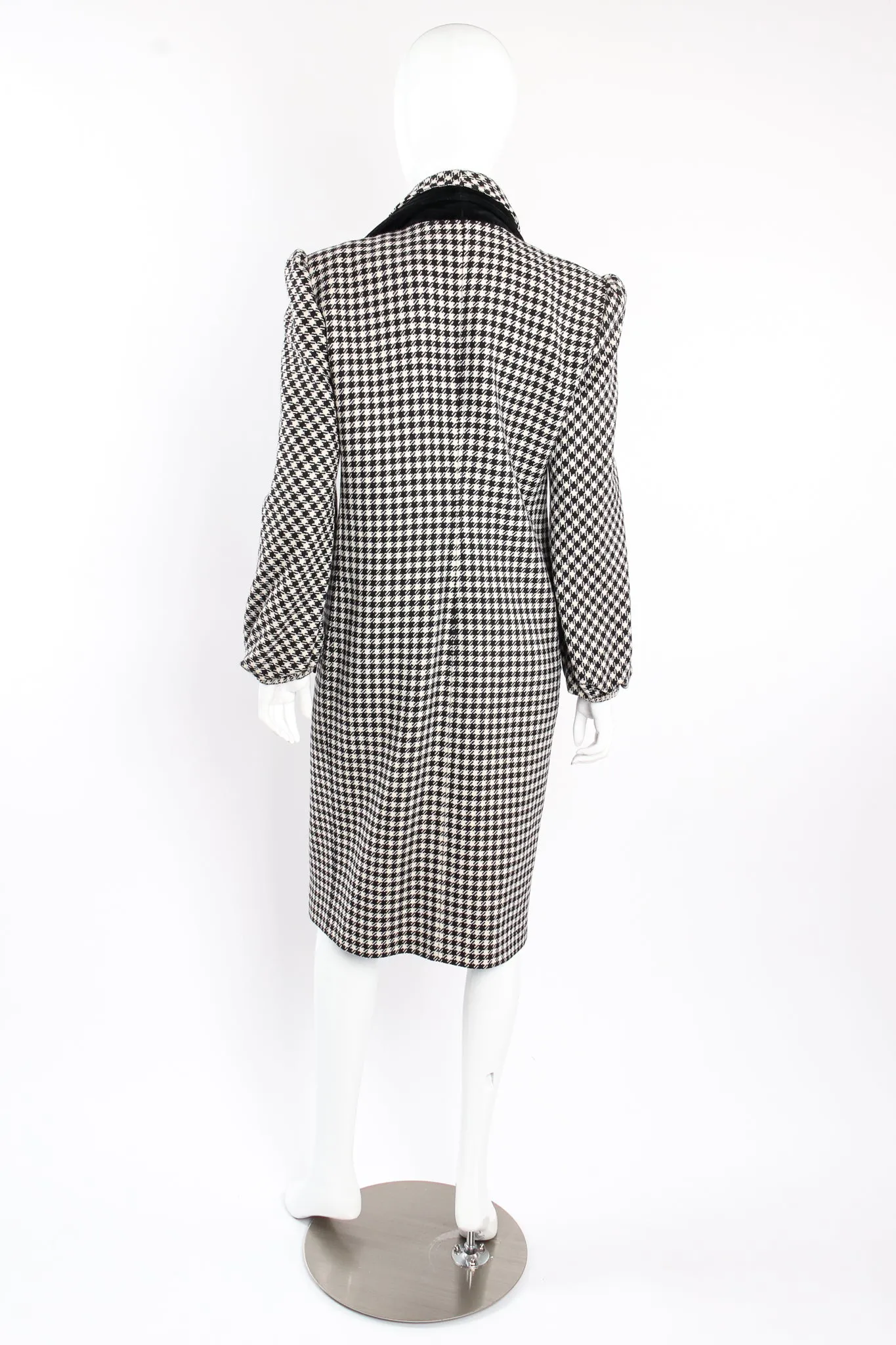 Double Lapel Houndstooth Reefer Coat
