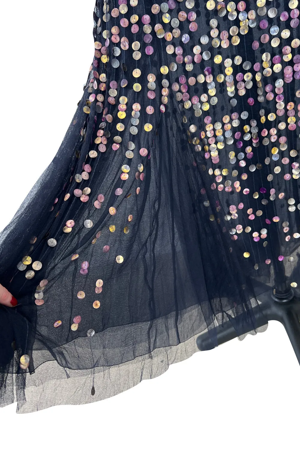 Dreamy Cruise 2006 Chanel by Karl Lagerfeld Weightless Blue Silk Tulle Dress w Iridescent Sequins