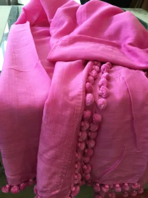 Dupatta Plain Shawl, Fuchsia