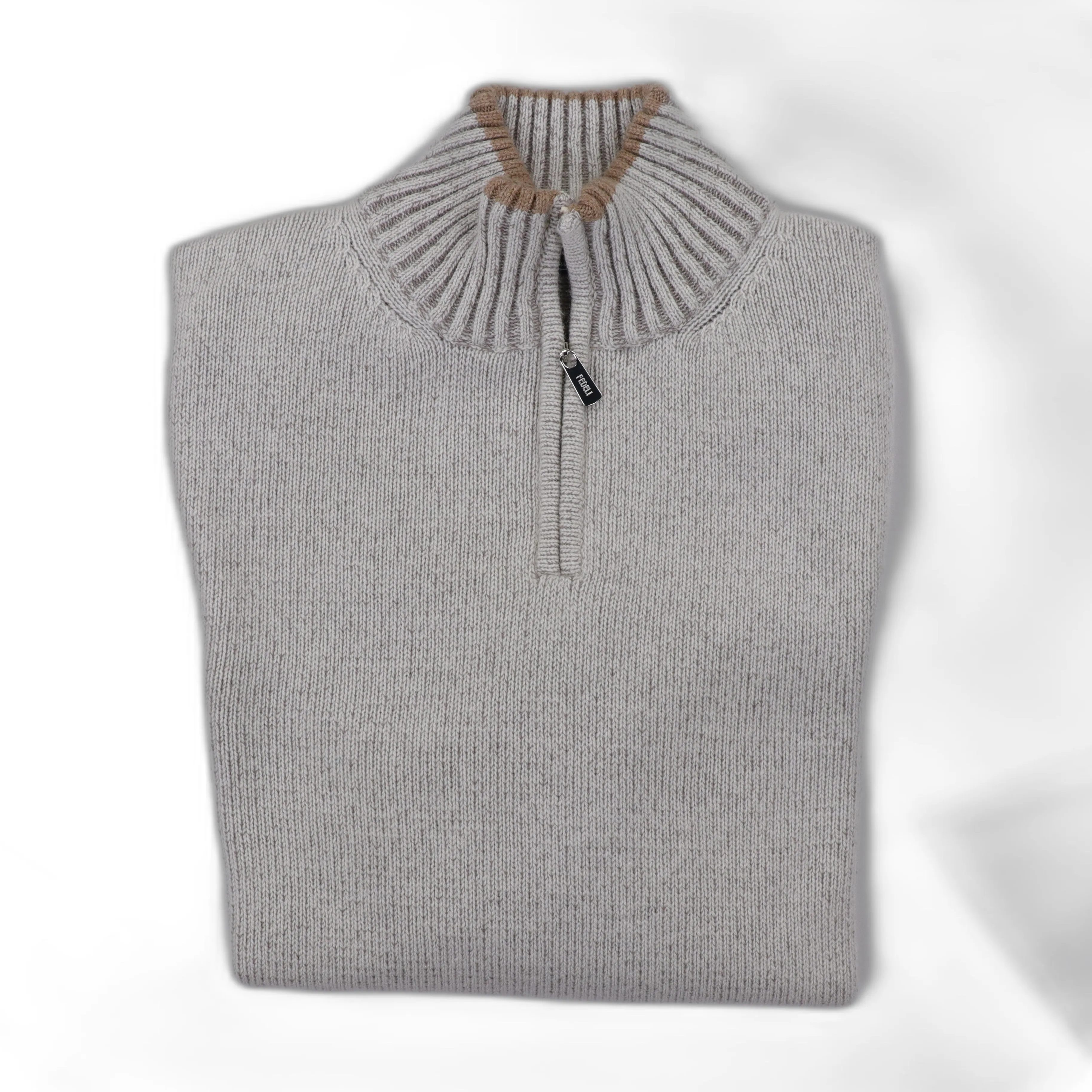 Favonio Cashmere Vaniset Half Zip in Natural