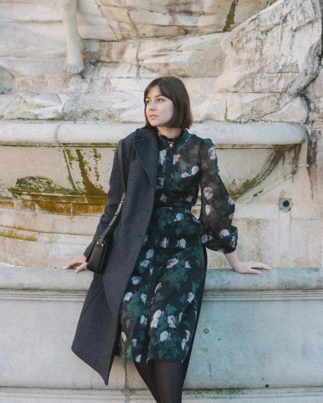 Felicia Dress / Black   Rose Watercolor Floral Cotton Voile