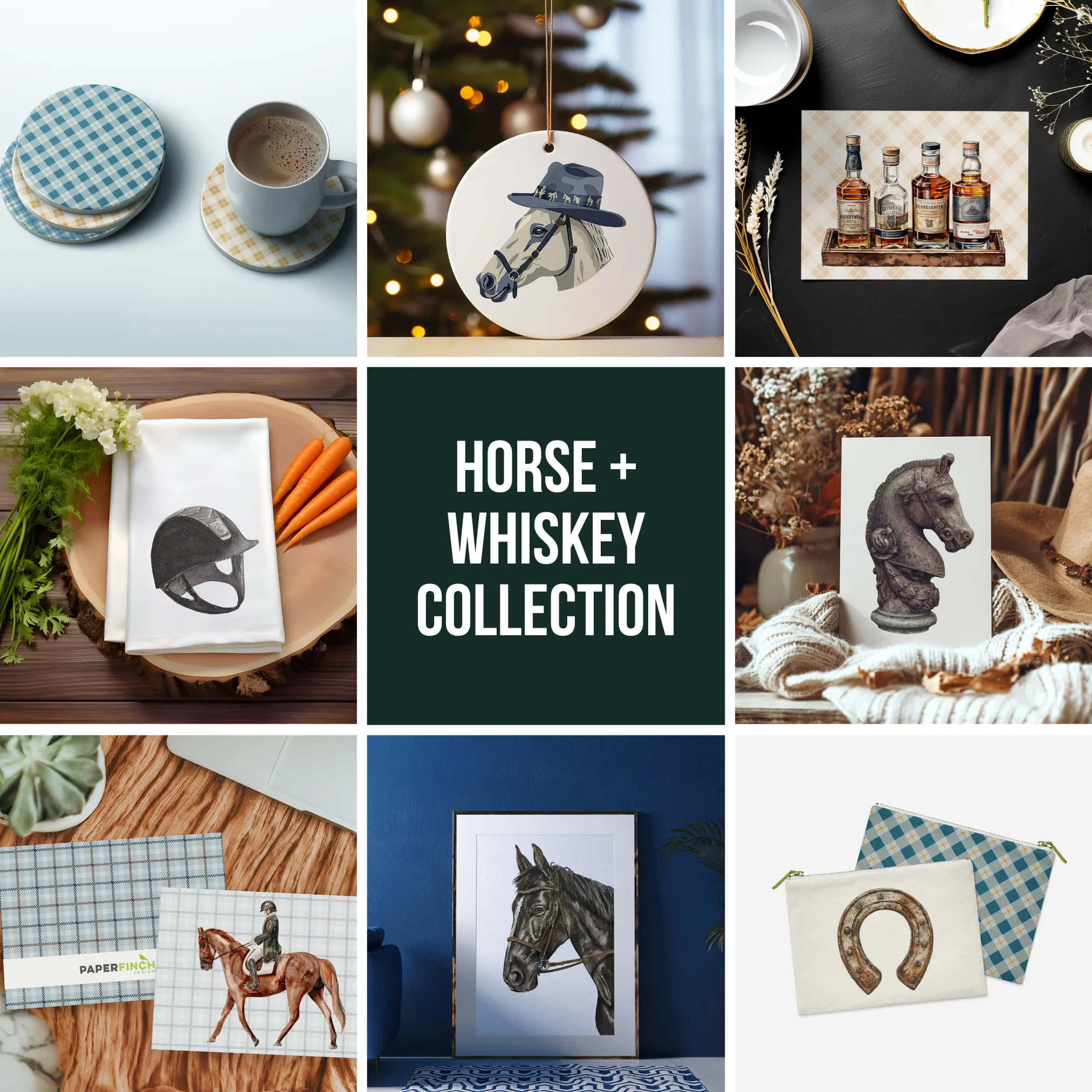 Foggy Blue Mountains watercolor coaster set | Horse   Whiskey Collection