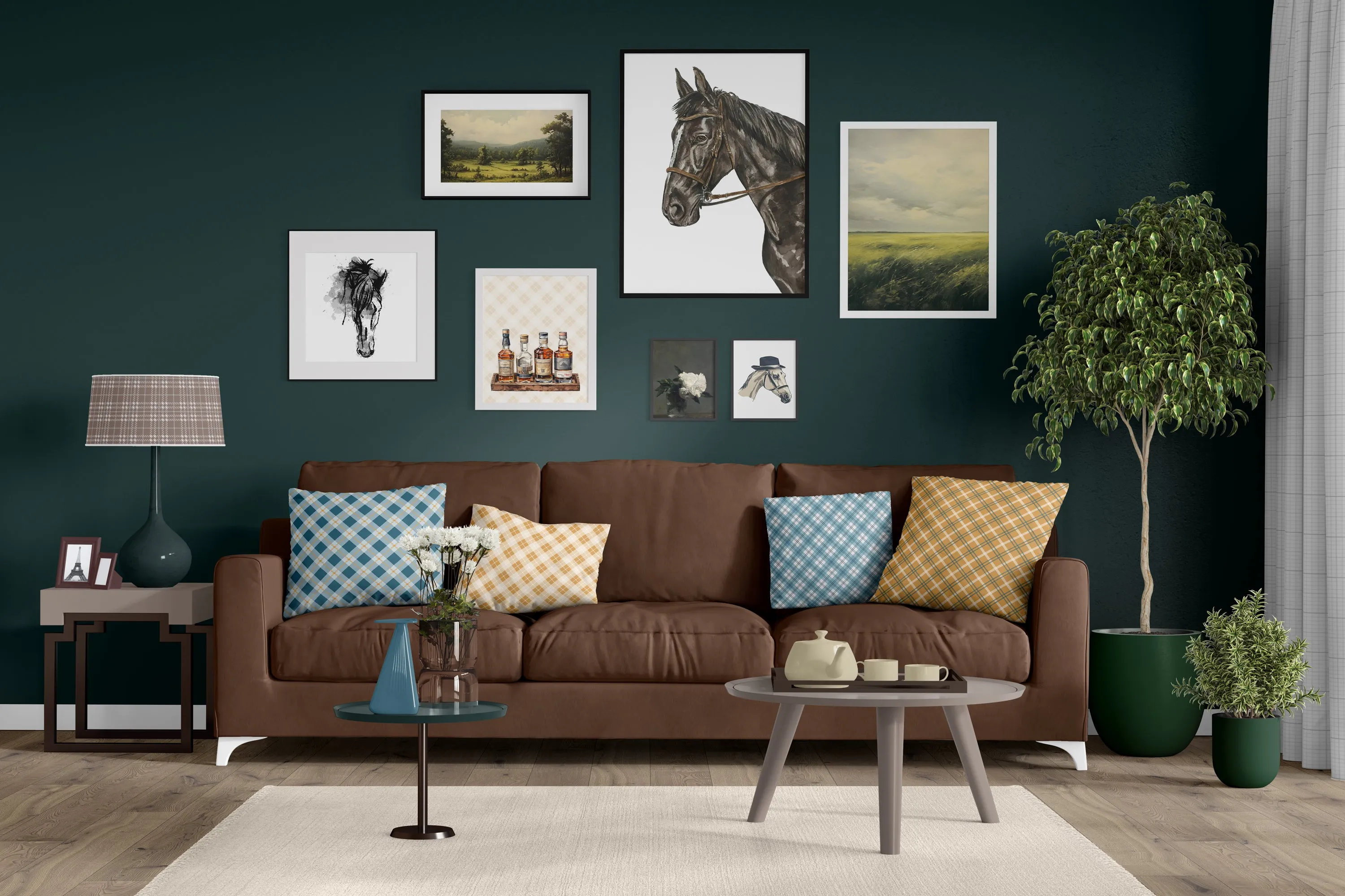 Foggy Blue Mountains watercolor coaster set | Horse   Whiskey Collection