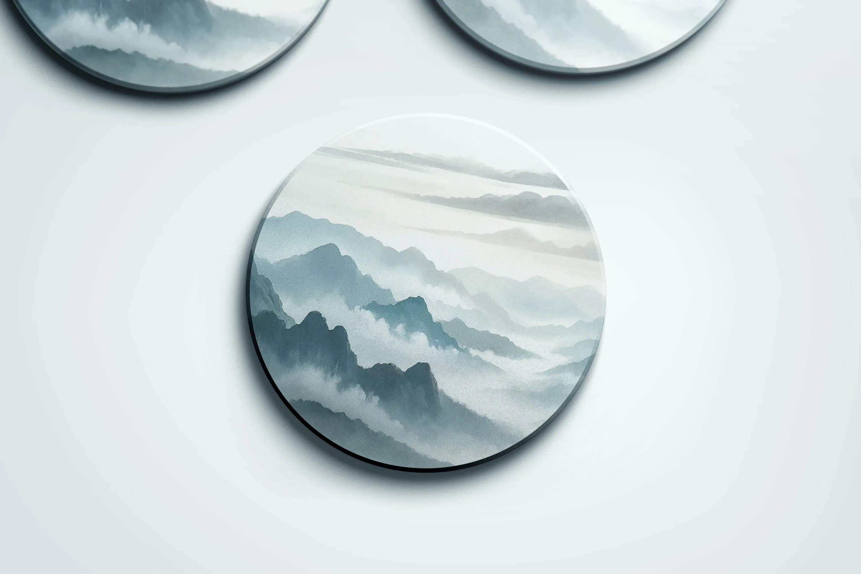 Foggy Blue Mountains watercolor coaster set | Horse   Whiskey Collection