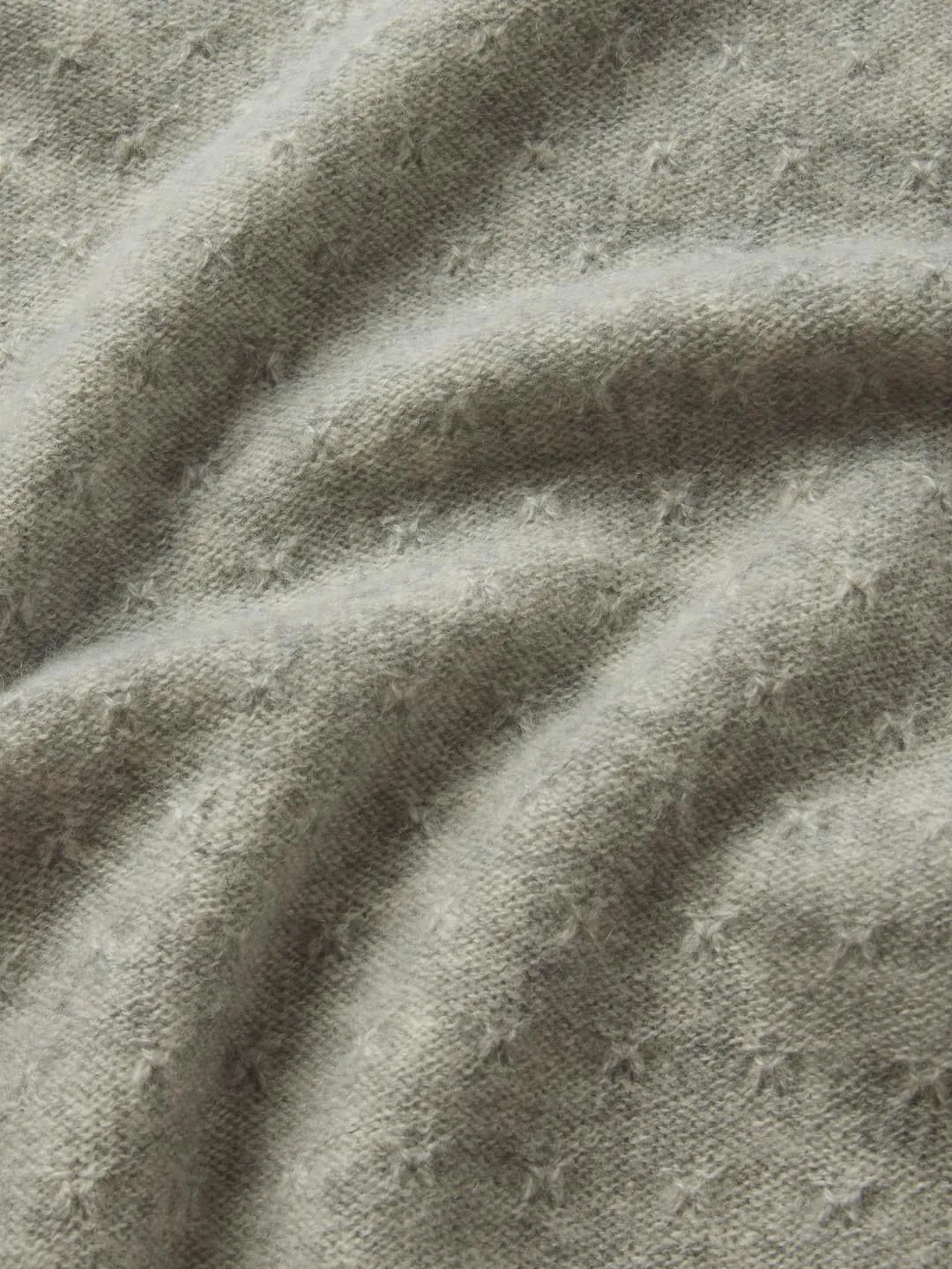 Frame Pointelle Puff Sleeve Sweater in Light Heather Grey