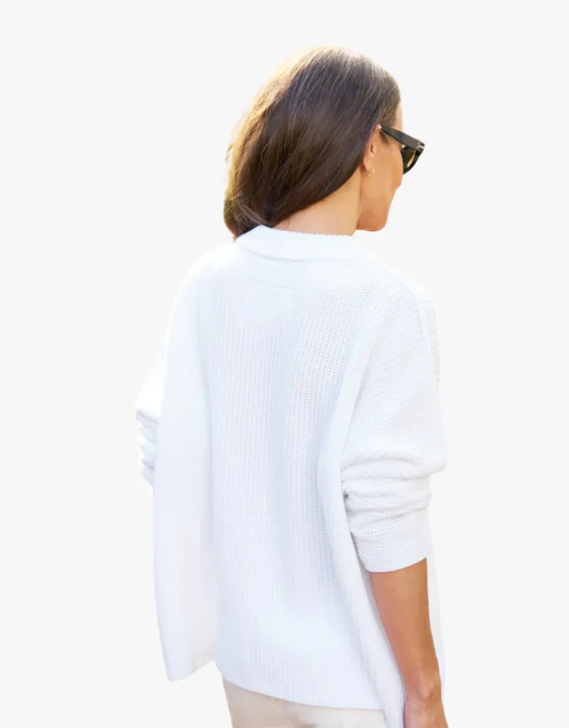 Frank & Eileen Montecito Sweater in White (Italian Cotton Knit)