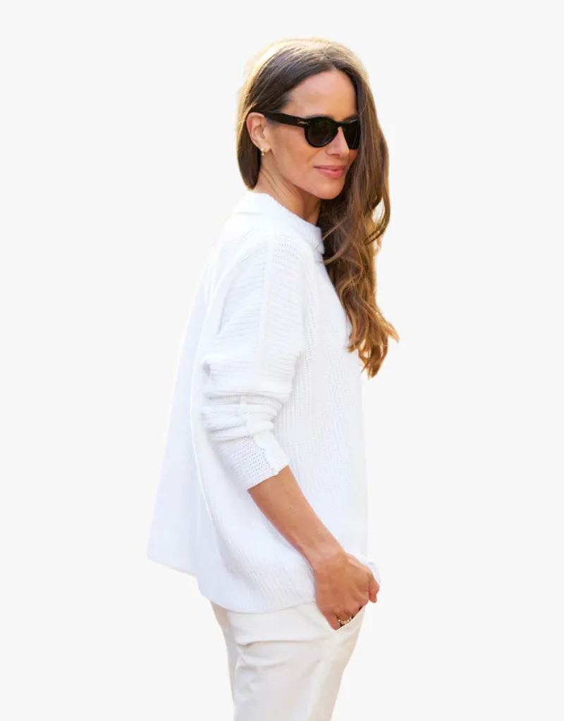 Frank & Eileen Montecito Sweater in White (Italian Cotton Knit)