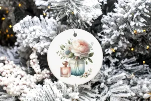 French Perfume and Roses ceramic ornament  | French Cottagecore