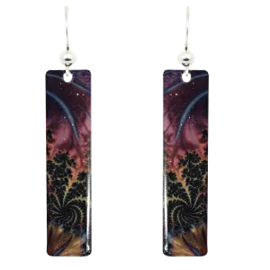 Fuchsia Plume Stainless Steel Earrings, Sterling Silver earwires, #2529
