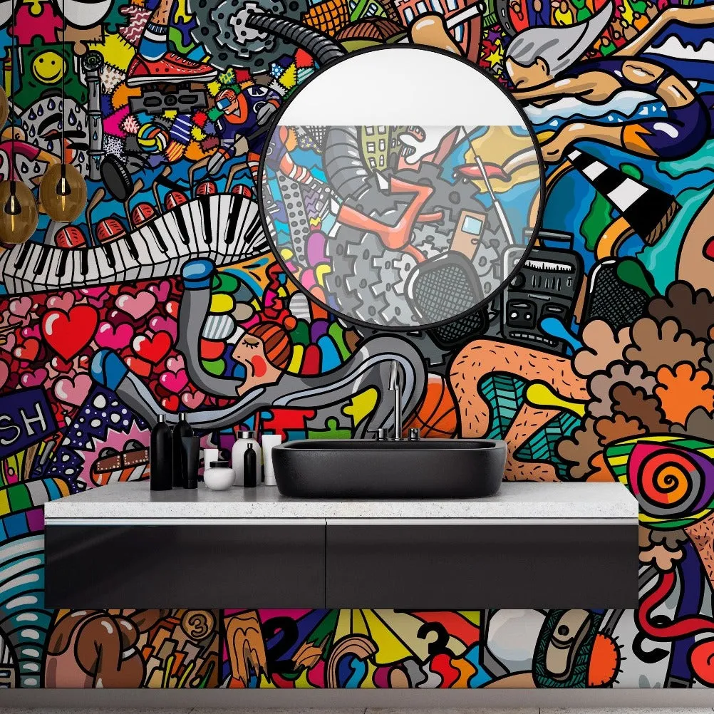Graffiti Collage Wallpaper Mural