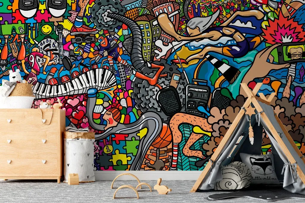 Graffiti Collage Wallpaper Mural