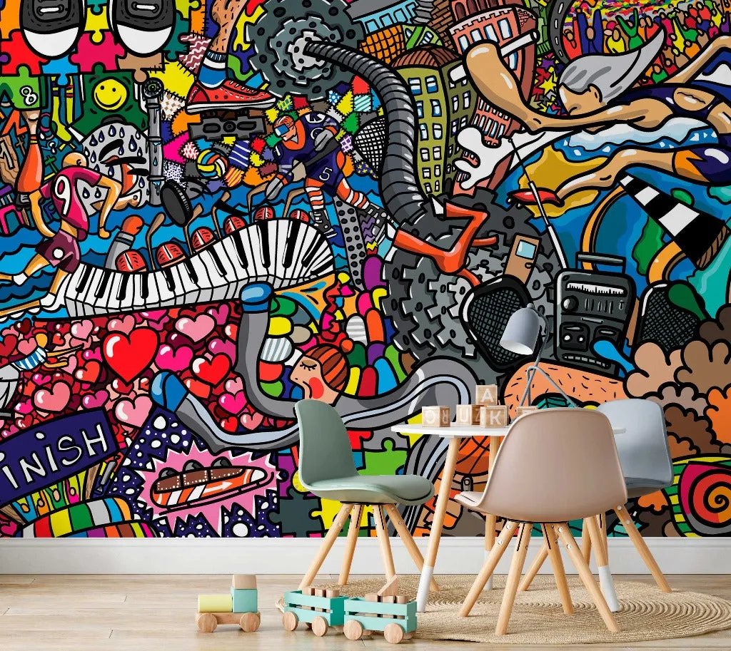 Graffiti Collage Wallpaper Mural