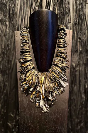 Grazia Fortuna Ward Long Black and Gold Necklace