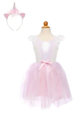 Great Pretenders Dreamy Unicorn Dress & Headband, Iridescent/Pink , Size 3-4