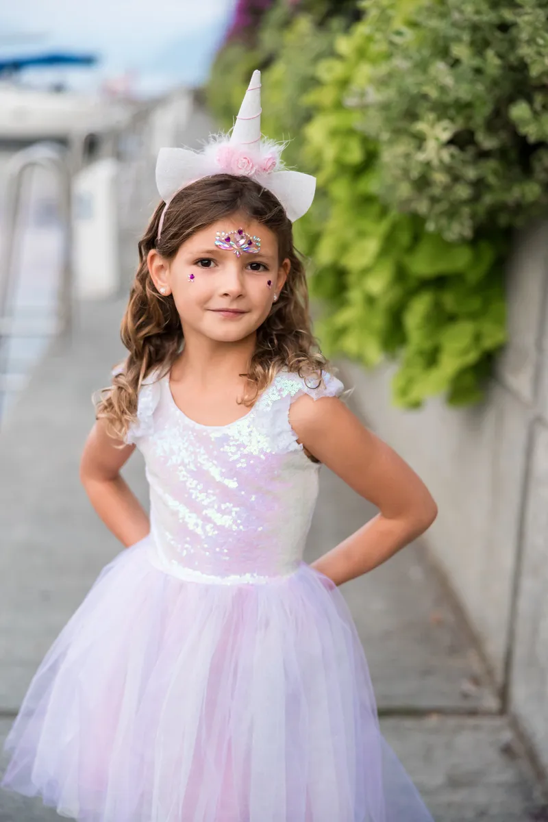 Great Pretenders Dreamy Unicorn Dress & Headband, Iridescent/Pink , Size 3-4