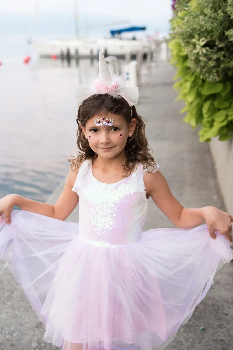 Great Pretenders Dreamy Unicorn Dress & Headband, Iridescent/Pink , Size 3-4
