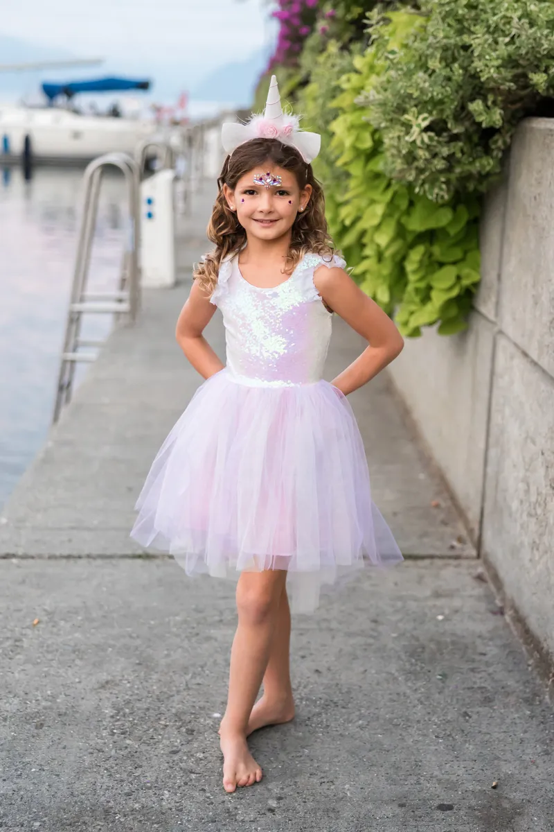 Great Pretenders Dreamy Unicorn Dress & Headband, Iridescent/Pink , Size 3-4