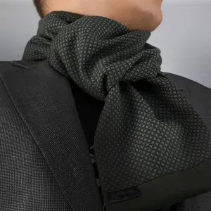 Green Black Mens Silk Scarf - Designer neck scarf for winters