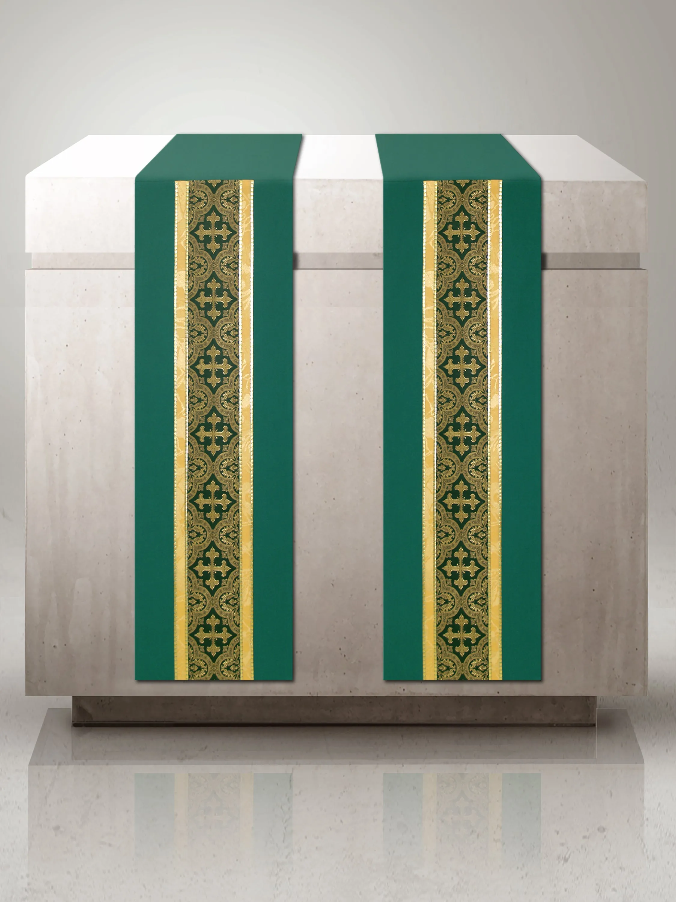 Green Brocade Central Band Altar Scarves