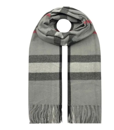 Grey Classic Check Print Personalised Scarf