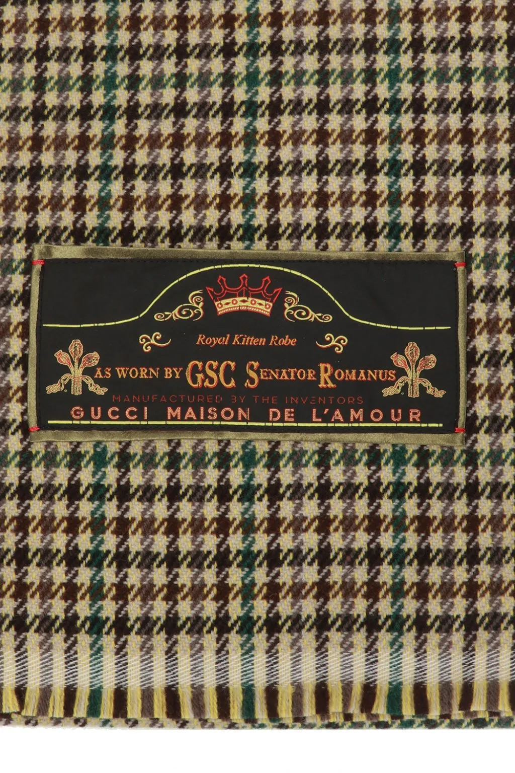 Gucci Houndstooth Kitten Robe Scarf in Brown