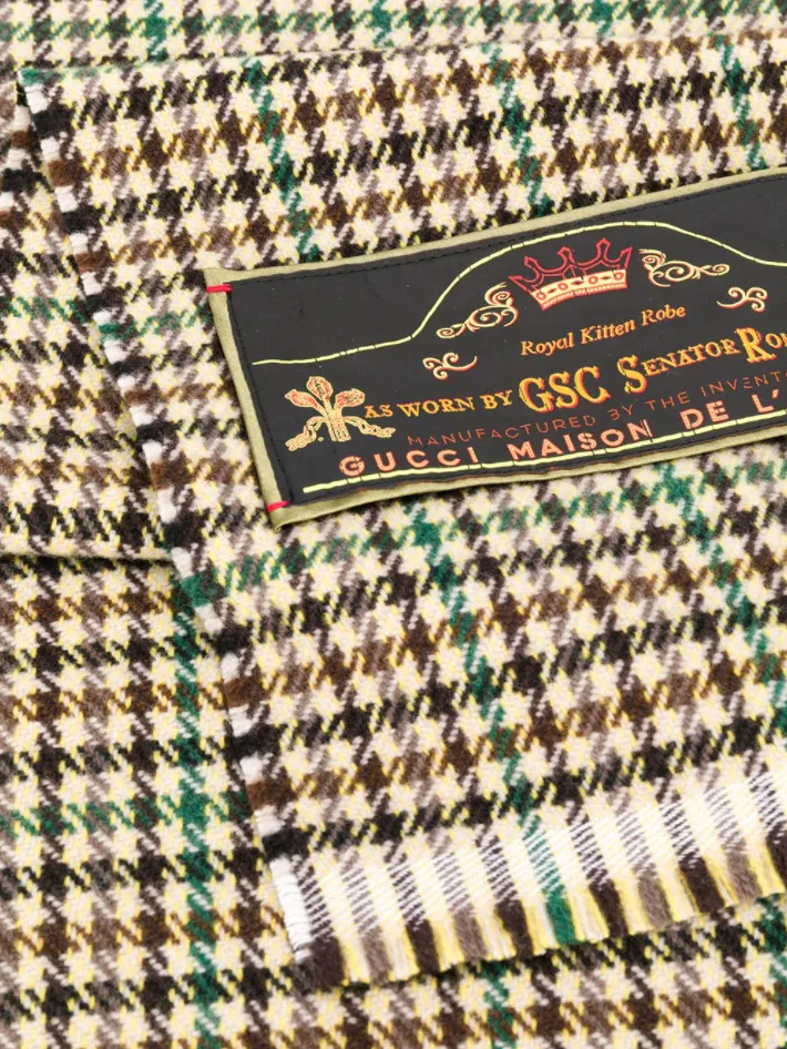 Gucci Houndstooth Kitten Robe Scarf in Brown