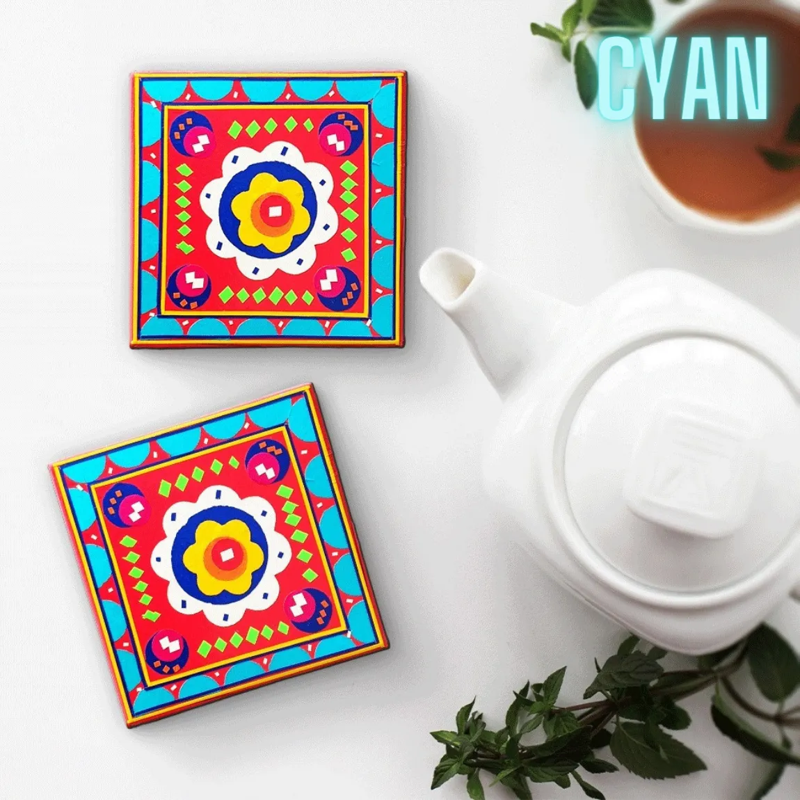 Handmade Truck Art Inspired Abstract Artistic Coasters