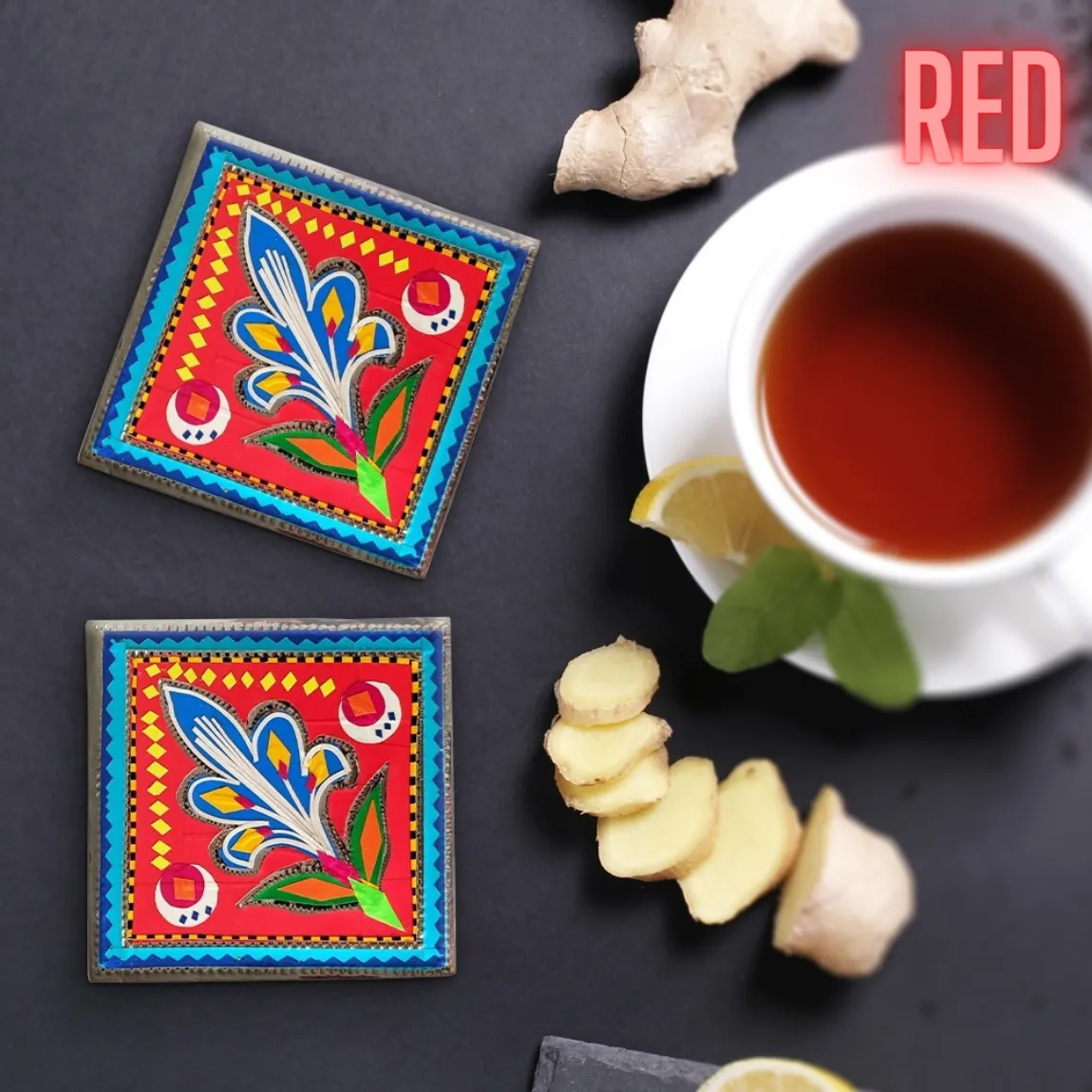 Handmade Truck Art Inspired Abstract Artistic Coasters