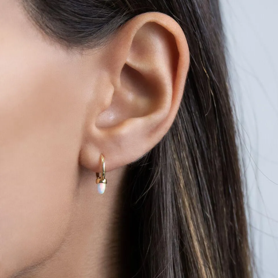 Hanging Opal Huggie Earring