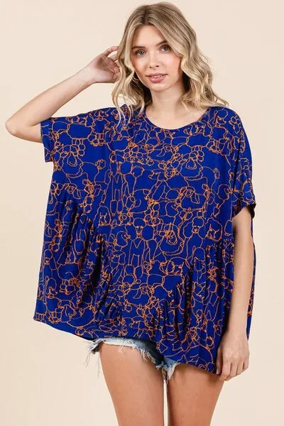 Hazel Blues® |  Mittoshop Abstract Print Round Neck Short Sleeve Top
