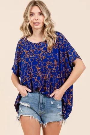 Hazel Blues® |  Mittoshop Abstract Print Round Neck Short Sleeve Top