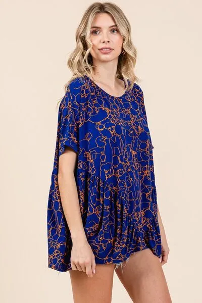 Hazel Blues® |  Mittoshop Abstract Print Round Neck Short Sleeve Top
