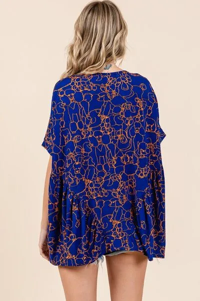 Hazel Blues® |  Mittoshop Abstract Print Round Neck Short Sleeve Top