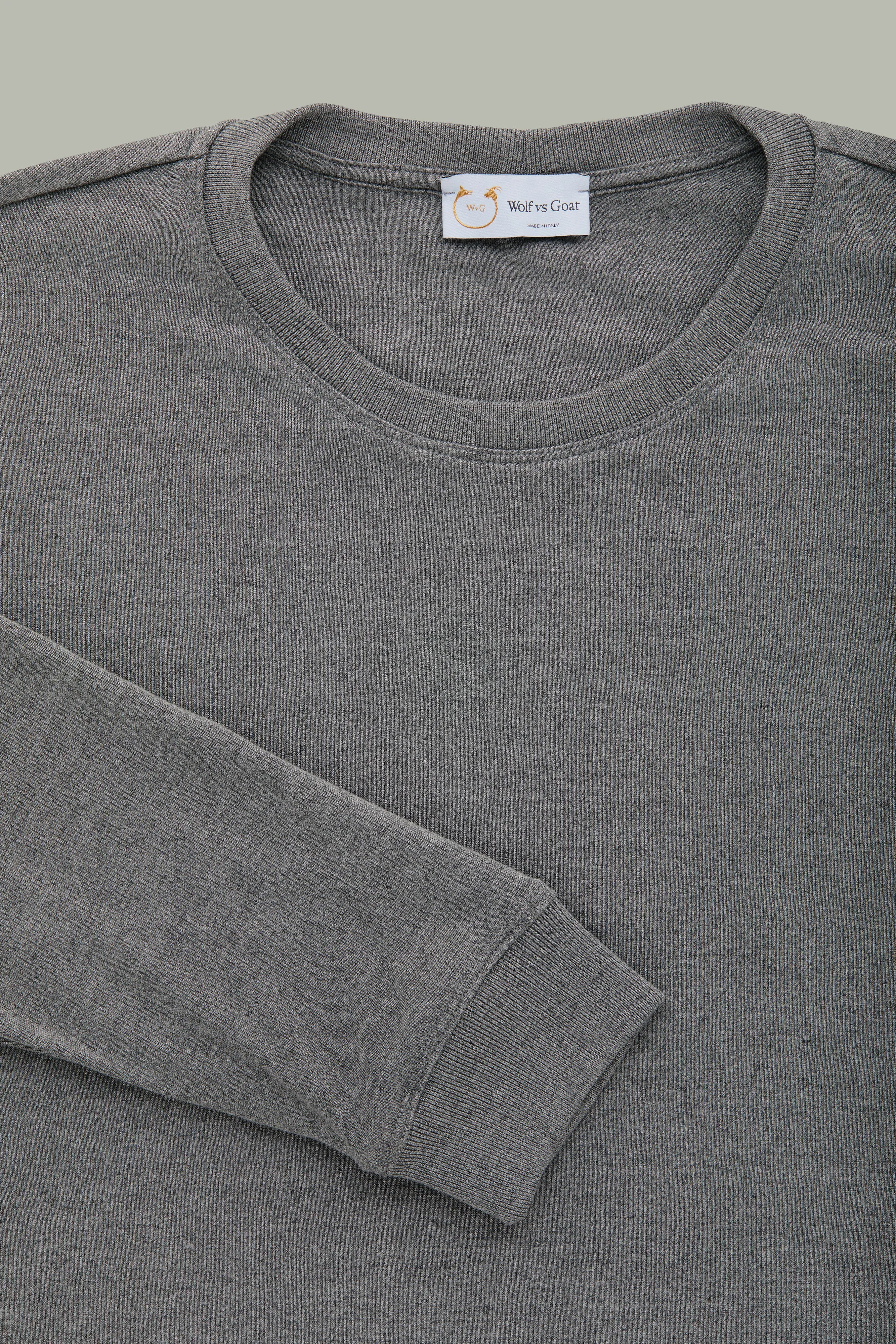Heavyweight Bamboo Sorona Interlock Long Sleeve Crew Grey