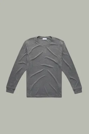 Heavyweight Bamboo Sorona Interlock Long Sleeve Crew Grey